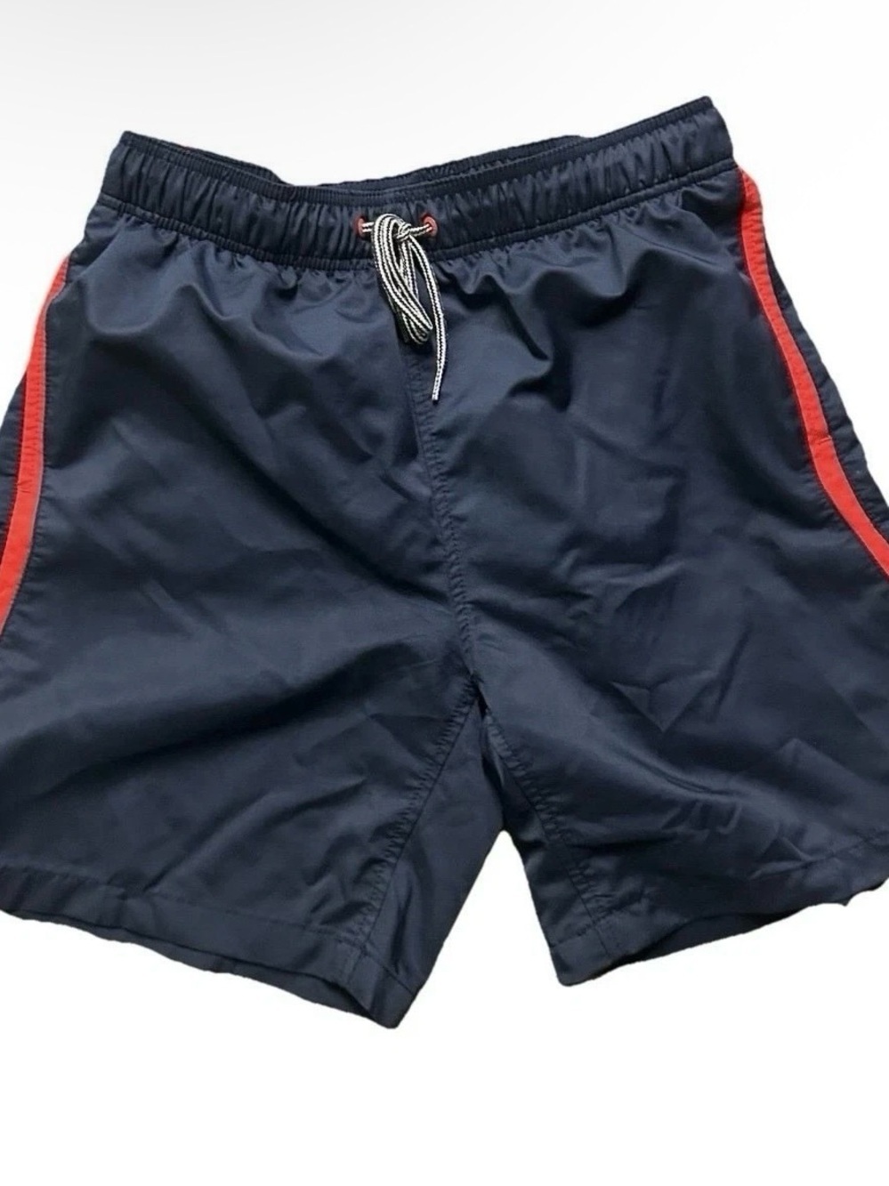 Men’s Speedo Navy Blue Swim Trunks With Red Stripe Size Medium No Lining